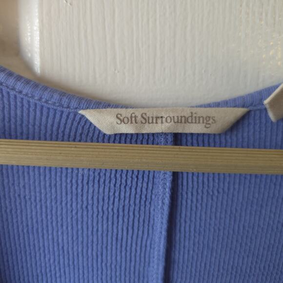 Soft Surroundings Women’s Dress Medium Blue Maxi 3/4 Sleeve Scoop Neck Lounge - Picture 3 of 8